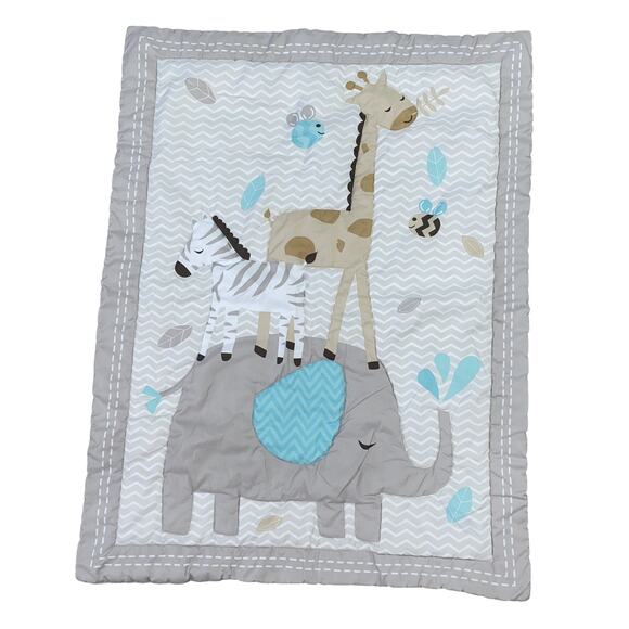 Wowelife Safari Elephant Crib Size Bedding for Baby Boy, Gray and Blue - Picture 2 of 8